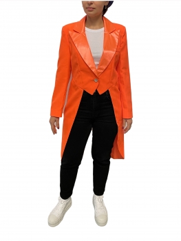 Karnevalskostüm Damen Frack Kostüm Kostüm Fasching Köln Orange Satin Gr. 36-54